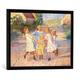 Gerahmtes Bild von Anna Kristine Ancher Kinder beim Ringelreihen, Kunstdruck im hochwertigen handgefertigten Bilder-Rahmen, 70x50 cm, Schwarz matt