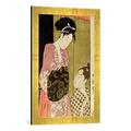 Gerahmtes Bild von Kitagawa Utamaro A Man Painting a Woman, Kunstdruck im hochwertigen handgefertigten Bilder-Rahmen, 40x60 cm, Gold raya