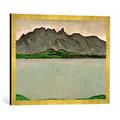 Gerahmtes Bild von Ferdinand Hodler Thunersee mit Stockhornkette, Kunstdruck im hochwertigen handgefertigten Bilder-Rahmen, 70x50 cm, Gold raya