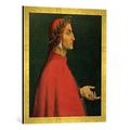 Gerahmtes Bild von 16. Jahrhundert Dante Alighieri/Gemälde Ambras, Kunstdruck im hochwertigen handgefertigten Bilder-Rahmen, 50x70 cm, Gold raya