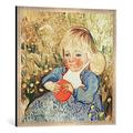 Gerahmtes Bild von Vincent van Gogh "L'Enfant a l'orange", Kunstdruck im hochwertigen handgefertigten Bilder-Rahmen, 70x70 cm, Silber raya