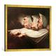 Gerahmtes Bild von Johann Heinrich FüssliDie drei Hexen, Kunstdruck im hochwertigen handgefertigten Bilder-Rahmen, 80x60 cm, Gold raya