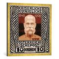 Gerahmtes Bild von Koloman Moser "Franz Joseph I. / Briefmarke, Kolo Moser", Kunstdruck im hochwertigen handgefertigten Bilder-Rahmen, 70x70 cm, Gold raya