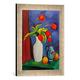 Gerahmtes Bild von August Macke Rote Tulpen in weißer Vase, Kunstdruck im hochwertigen handgefertigten Bilder-Rahmen, 30x40 cm, Silber raya