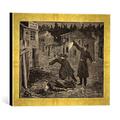 Gerahmtes Bild von Beltrand & E. Dete & Clair-Guyot "A street in Whitechapel: the last crime of Jack the Ripper, from 'Le Petit Parisien', 1891", Kunstdruck im hochwertigen handgefertigten Bilder-Rahmen, 40x30 cm, Gold raya