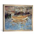 Gerahmtes Bild von Berthe Morisot Le Port de Nice, Kunstdruck im hochwertigen handgefertigten Bilder-Rahmen, 70x50 cm, Silber raya