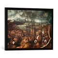 Gerahmtes Bild von Pieter Bruegel der ÄltereDer düstere Tag, Kunstdruck im hochwertigen handgefertigten Bilder-Rahmen, 70x50 cm, Schwarz matt