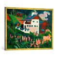 Gerahmtes Bild von Ernst-Ludwig Kirchner "Unser Haus in den Wiesen", Kunstdruck im hochwertigen handgefertigten Bilder-Rahmen, 100x70 cm, Gold raya