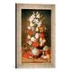Gerahmtes Bild von Jeremias van Winghe Blumen einer Vase mit Früchten und einem Römer, Kunstdruck im hochwertigen handgefertigten Bilder-Rahmen, 30x40 cm, Silber raya