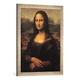 Gerahmtes Bild von Leonardo da Vinci Mona Lisa (La Gioconda), Kunstdruck im hochwertigen handgefertigten Bilder-Rahmen, 50x70 cm, Silber raya