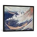 Gerahmtes Bild von Katsushika Hokusai "Two Small Fishing Boats on the Sea", Kunstdruck im hochwertigen handgefertigten Bilder-Rahmen, 100x70 cm, Schwarz matt