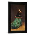 Gerahmtes Bild von Claude Monet Camille, or The Woman in the Green Dress, 1866", Kunstdruck im hochwertigen handgefertigten Bilder-Rahmen, 30x40 cm, Schwarz matt