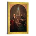 Gerahmtes Bild von Moritz Daniel Oppenheim "Felix Mendelssohn-Bartholdy spielt vor Goethe", Kunstdruck im hochwertigen handgefertigten Bilder-Rahmen, 40x60 cm, Gold raya
