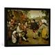 Gerahmtes Bild von Pieter Bruegel der Ältere Peasant Dance, 1568", Kunstdruck im hochwertigen handgefertigten Bilder-Rahmen, 70x50 cm, Schwarz matt