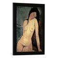 Gerahmtes Bild von Amedeo Modigliani "Sitzender weiblicher Akt", Kunstdruck im hochwertigen handgefertigten Bilder-Rahmen, 40x60 cm, Schwarz matt