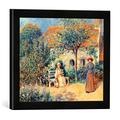 Gerahmtes Bild von Pierre Auguste Renoir Scene du jardin en Bretagne, Kunstdruck im hochwertigen handgefertigten Bilder-Rahmen, 40x30 cm, Schwarz matt