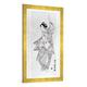Gerahmtes Bild von Japanese School "Dancer", Kunstdruck im hochwertigen handgefertigten Bilder-Rahmen, 50x100 cm, Gold raya