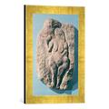 Gerahmtes Bild von Prehistoric Venus with a horn, from Laussel in the Dordogne, Kunstdruck im hochwertigen handgefertigten Bilder-Rahmen, 30x40 cm, Gold raya