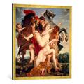 Gerahmtes Bild von Peter Paul Rubens "Der Raub der Töchter des Leukippos", Kunstdruck im hochwertigen handgefertigten Bilder-Rahmen, 70x70 cm, Gold raya