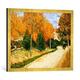 Gerahmtes Bild von Vincent van Gogh Park im Herbst, oder der Stadtpark, Kunstdruck im hochwertigen handgefertigten Bilder-Rahmen, 70x50 cm, Gold raya