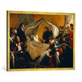 Gerahmtes Bild von Karl von Steuben "Der Tod Napoleons", Kunstdruck im hochwertigen handgefertigten Bilder-Rahmen, 100x70 cm, Gold raya