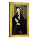 Gerahmtes Bild von Amedeo Modigliani Mario, Kunstdruck im hochwertigen handgefertigten Bilder-Rahmen, 40x60 cm, Gold raya