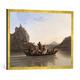 Gerahmtes Bild von Ludwig Adrian Richter Überfahrt über die Elbe am Schreckenstein bei Aussig, Kunstdruck im hochwertigen handgefertigten Bilder-Rahmen, 80x60 cm, Gold raya