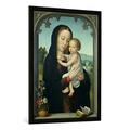 Gerahmtes Bild von Gerard David "Virgin and Child", Kunstdruck im hochwertigen handgefertigten Bilder-Rahmen, 70x100 cm, Schwarz matt