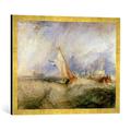 Gerahmtes Bild von Joseph Mallord William Turner "Van Tromp going about to please his masters-ships at sea getting a good wetting, from Vide Lives of the Dutch Painters, 1844", Kunstdruck im hochwertigen handgefertigten Bilder-Rahmen, 70x50 cm, Gold raya