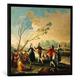 Gerahmtes Bild von Francisco Jose de Goya y Lucientes "Dance on the Banks of the River Manzanares, 1777", Kunstdruck im hochwertigen handgefertigten Bilder-Rahmen, 70x70 cm, Schwarz matt