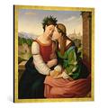 Gerahmtes Bild von Friedrich Overbeck "Italia und Germania", Kunstdruck im hochwertigen handgefertigten Bilder-Rahmen, 70x70 cm, Gold raya