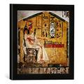 Gerahmtes Bild von Wandmalerei Nefertari beim Senet-Spiel/Wandmalerei, Kunstdruck im hochwertigen handgefertigten Bilder-Rahmen, 30x30 cm, Schwarz matt