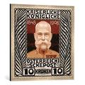 Gerahmtes Bild von Koloman Moser "Franz Joseph I. / Briefmarke, Kolo Moser", Kunstdruck im hochwertigen handgefertigten Bilder-Rahmen, 70x70 cm, Silber raya