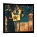 Gerahmtes Bild von Gustav KlimtDie Musik, Kunstdruck im hochwertigen handgefertigten Bilder-Rahmen, 70x50 cm, Schwarz matt