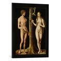 Gerahmtes Bild von Lucas Cranach der Ältere "Adam und Eva", Kunstdruck im hochwertigen handgefertigten Bilder-Rahmen, 40x60 cm, Schwarz matt