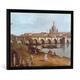 Gerahmtes Bild von Bernardo Bellotto Dresden vom rechten Elbufer unterhalb der Augustusbrücke, Kunstdruck im hochwertigen handgefertigten Bilder-Rahmen, 70x50 cm, Schwarz matt