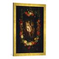 Gerahmtes Bild von Jacob JordaensDie Geburt der roten Rose, Kunstdruck im hochwertigen handgefertigten Bilder-Rahmen, 50x70 cm, Gold raya