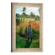 Gerahmtes Bild von Camille Pissarro "Der Gärtner, Nachmittagsonne, Eragny", Kunstdruck im hochwertigen handgefertigten Bilder-Rahmen, 30x40 cm, Silber raya