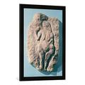 Gerahmtes Bild von Prehistoric Venus with a horn, from Laussel in the Dordogne, Kunstdruck im hochwertigen handgefertigten Bilder-Rahmen, 50x70 cm, Schwarz matt
