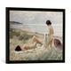 Gerahmtes Bild von Paul Fischer Summer on the Beach, Kunstdruck im hochwertigen handgefertigten Bilder-Rahmen, 70x50 cm, Schwarz matt