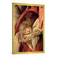 Gerahmtes Bild von Sandro Botticelli "Detail of Lamentation over the Dead Christ, detail of Mary Magdalene, 1490-1500", Kunstdruck im hochwertigen handgefertigten Bilder-Rahmen, 70x100 cm, Gold raya