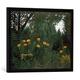 Gerahmtes Bild von Henri J.F. Rousseau Exotische Landschaft mit Tiger und Jägern, Kunstdruck im hochwertigen handgefertigten Bilder-Rahmen, 70x50 cm, Schwarz matt