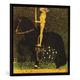 Gerahmtes Bild von Gustav Klimt "Das Leben ein Kampf (Ritter; Der goldene Ritter)", Kunstdruck im hochwertigen handgefertigten Bilder-Rahmen, 70x70 cm, Schwarz matt
