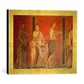 Gerahmtes Bild von 1. Jahrhundert v.Chr Pompeji, Villa dei Misteri, Ausschnitt, Kunstdruck im hochwertigen handgefertigten Bilder-Rahmen, 40x30 cm, Gold raya