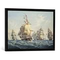 Gerahmtes Bild von William Joy A British Squadron under Full Sail with Porpoises, Kunstdruck im hochwertigen handgefertigten Bilder-Rahmen, 70x50 cm, Schwarz matt
