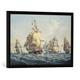 Gerahmtes Bild von William Joy A British Squadron under Full Sail with Porpoises, Kunstdruck im hochwertigen handgefertigten Bilder-Rahmen, 70x50 cm, Schwarz matt
