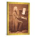 Gerahmtes Bild von Unbekannt Franz Liszt (1811-86) at the Piano, Kunstdruck im hochwertigen handgefertigten Bilder-Rahmen, 50x70 cm, Gold raya