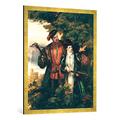 Gerahmtes Bild von William Powell Frith "Henry VIII and Anne Boleyn Deer Shooting in Windsor Forest", Kunstdruck im hochwertigen handgefertigten Bilder-Rahmen, 70x100 cm, Gold raya