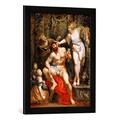 Gerahmtes Bild von Peter Paul Rubens Herkules und Omphale, Kunstdruck im hochwertigen handgefertigten Bilder-Rahmen, 40x60 cm, Schwarz matt