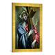 Gerahmtes Bild von El Greco "Christ Clasping the Cross, 1600-10", Kunstdruck im hochwertigen handgefertigten Bilder-Rahmen, 40x60 cm, Gold raya